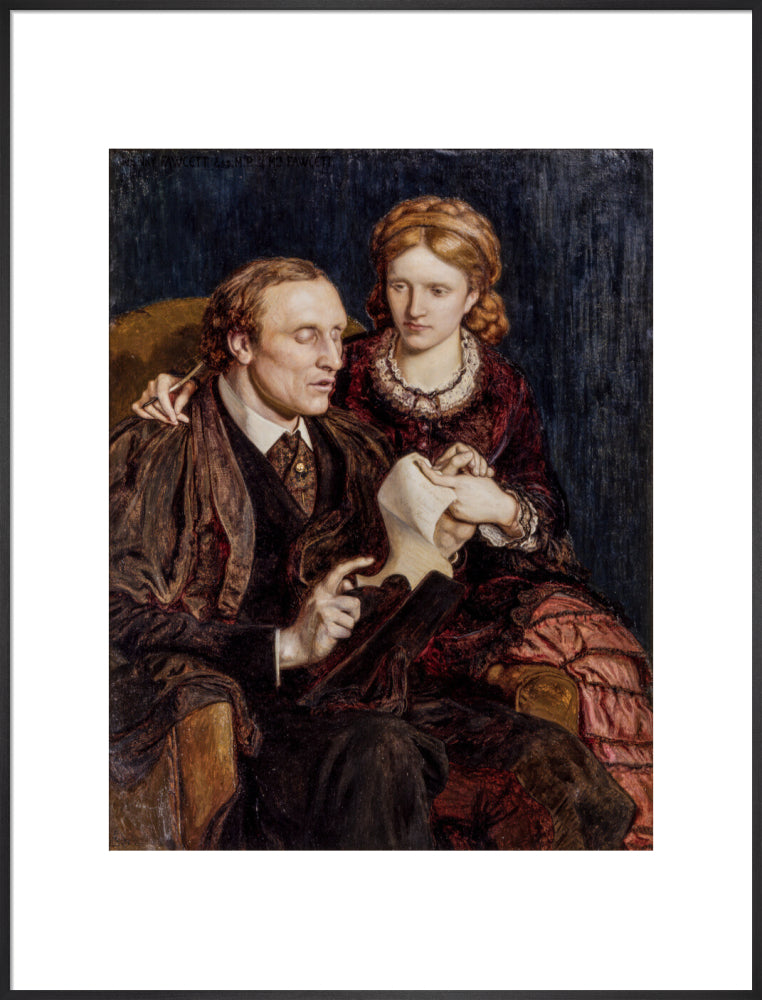 Henry fawcett; dame millicent fawcett portrait print (art print, extra large, black frame)