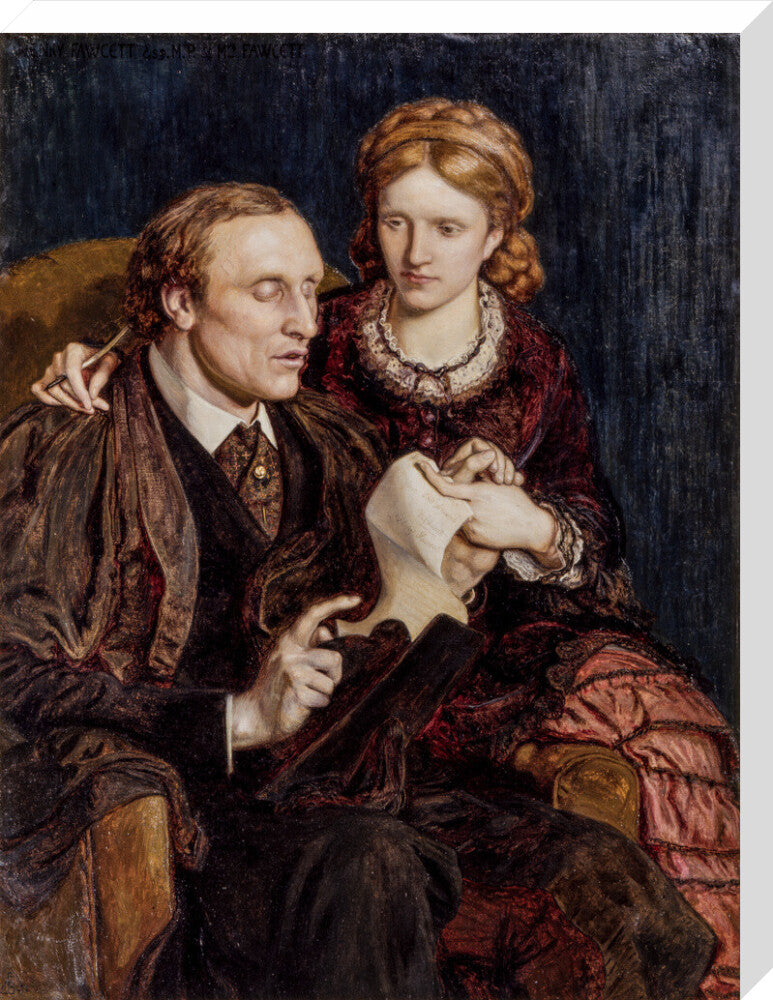 Henry fawcett; dame millicent fawcett portrait print (stretched canvas, large, no frame)