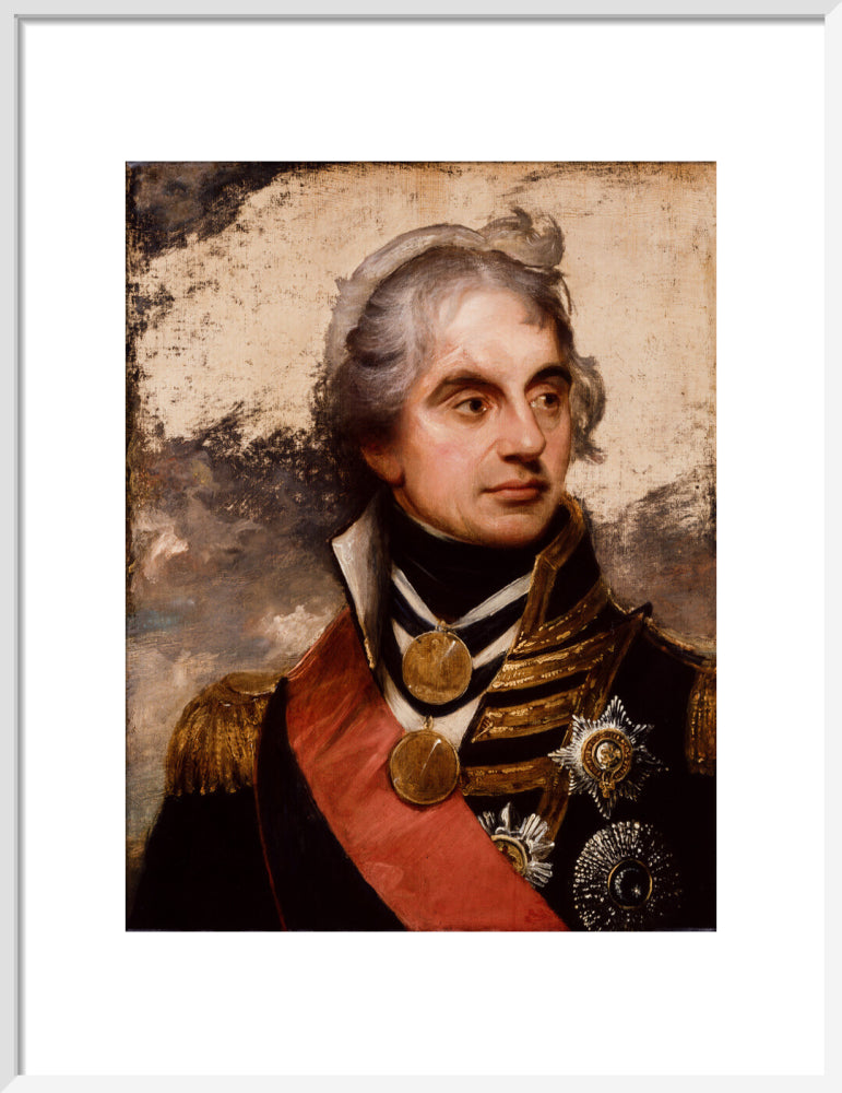 Horatio nelson portrait print (art print, medium, white frame)