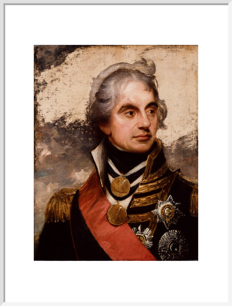 Horatio nelson portrait print (art print, large, white frame)