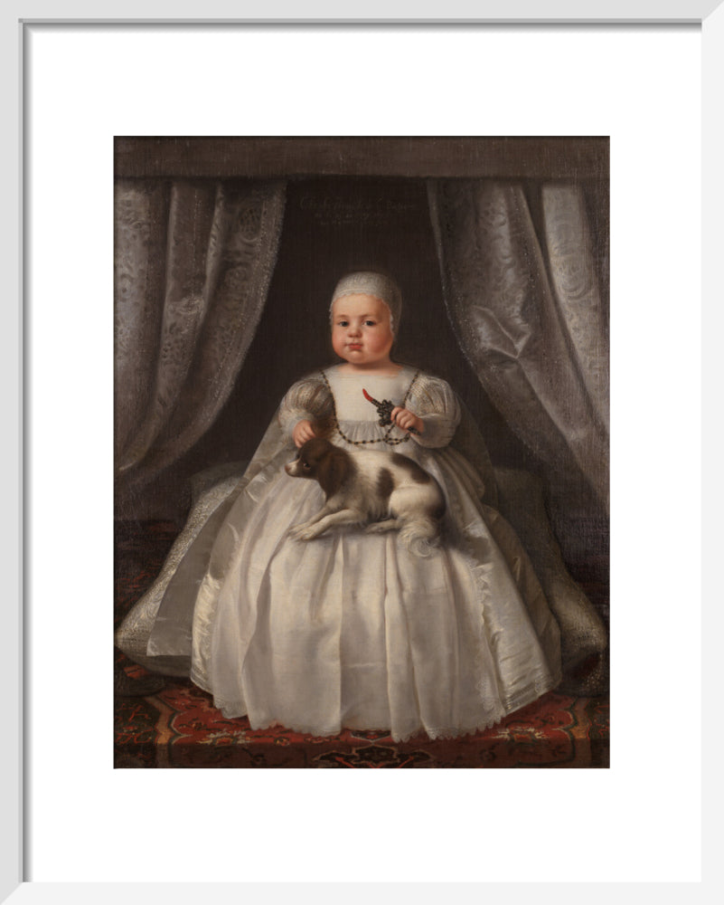 King charles ii portrait print (art print, small, white frame)