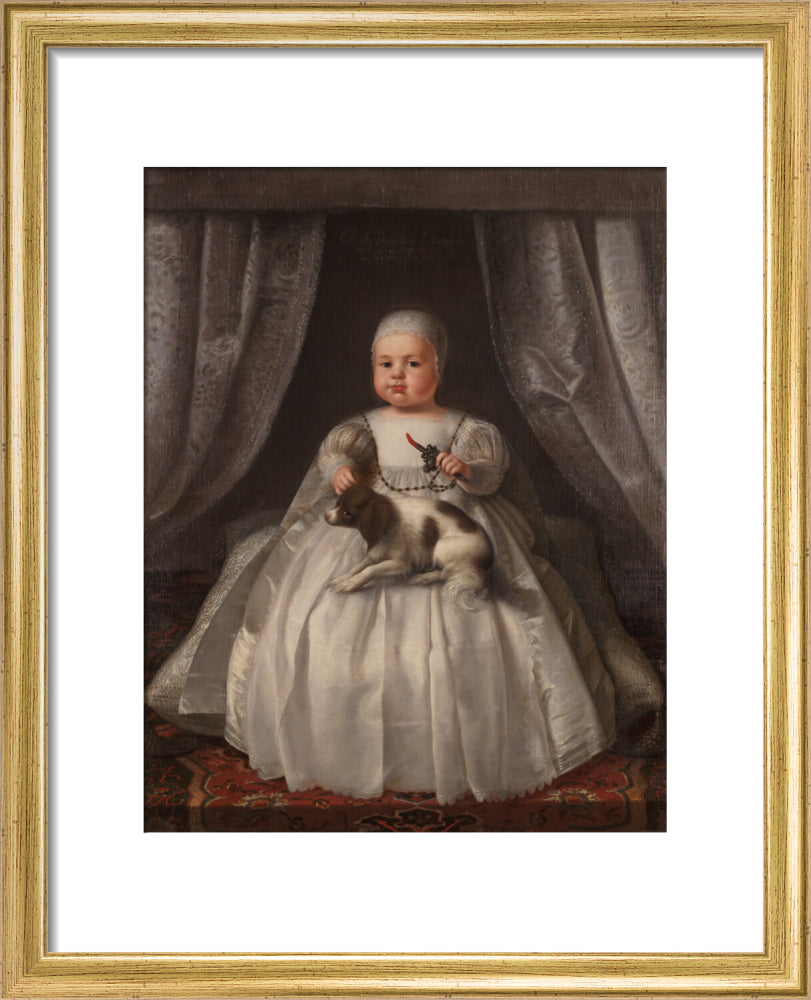 King charles ii portrait print (art print, small, gold frame)