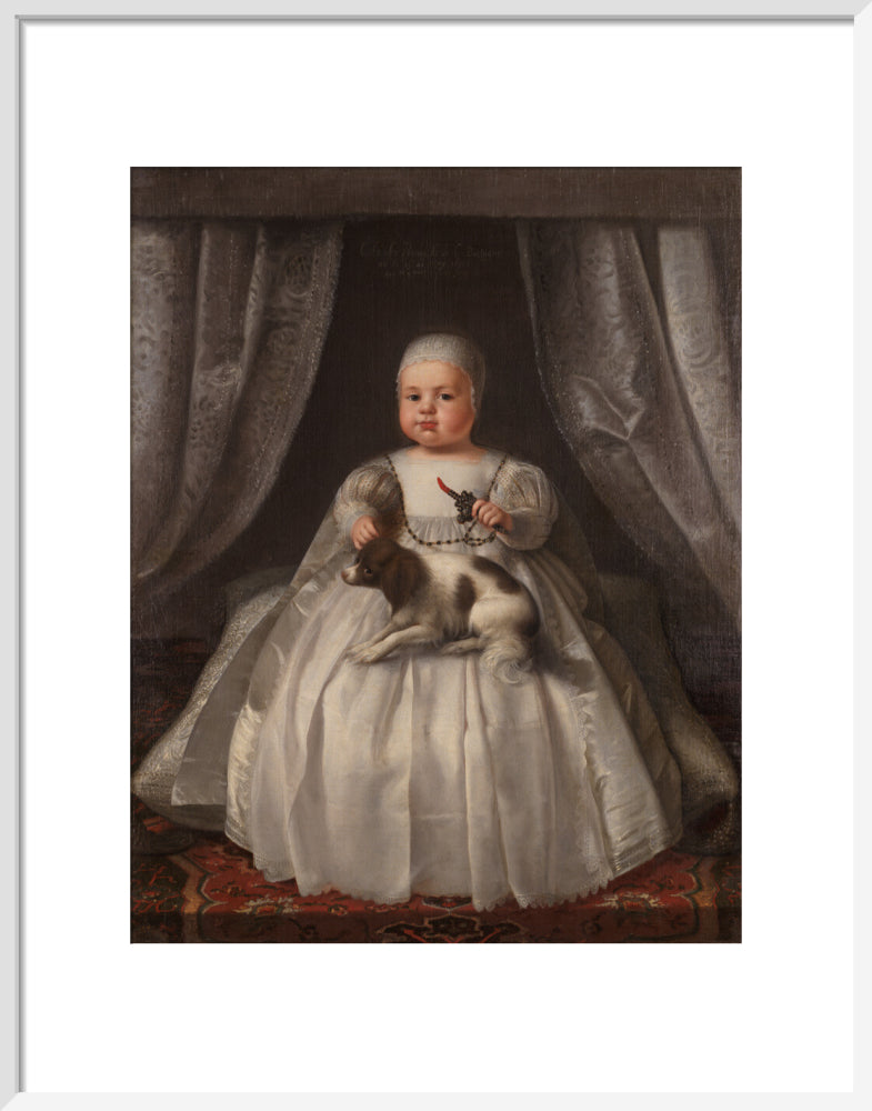 King charles ii portrait print (art print, medium, white frame)