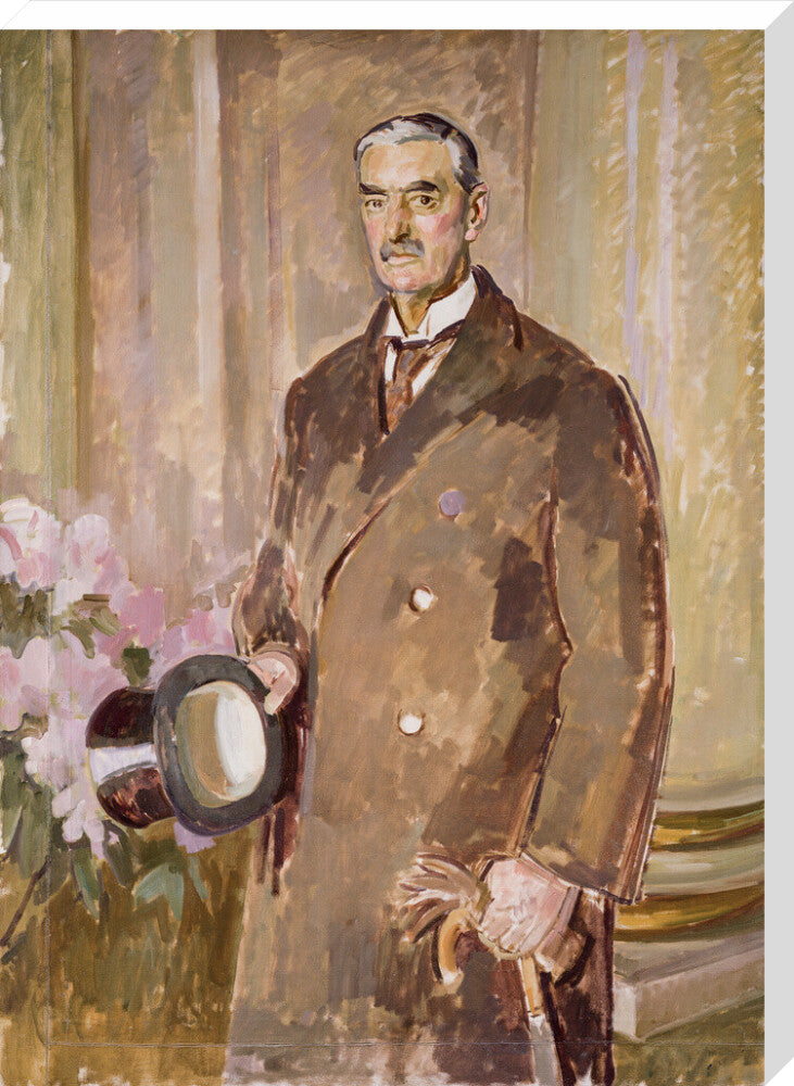 Neville chamberlain portrait print (stretched canvas, extra large, no frame)
