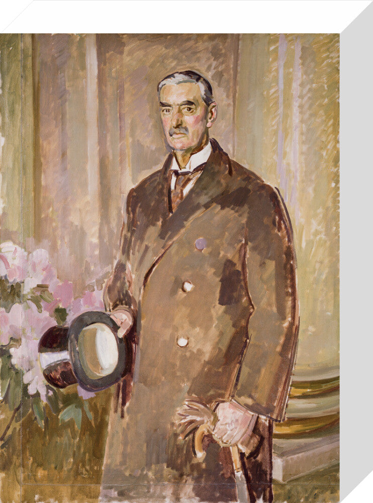 Neville chamberlain portrait print (stretched canvas, small, no frame)
