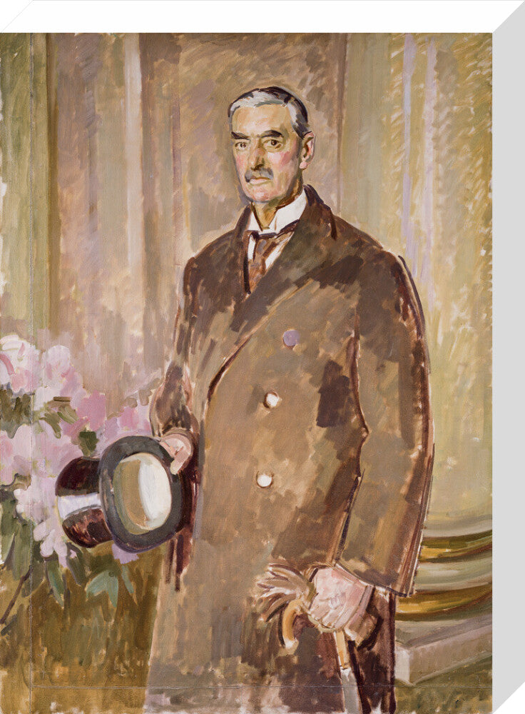 Neville chamberlain portrait print (stretched canvas, medium, no frame)