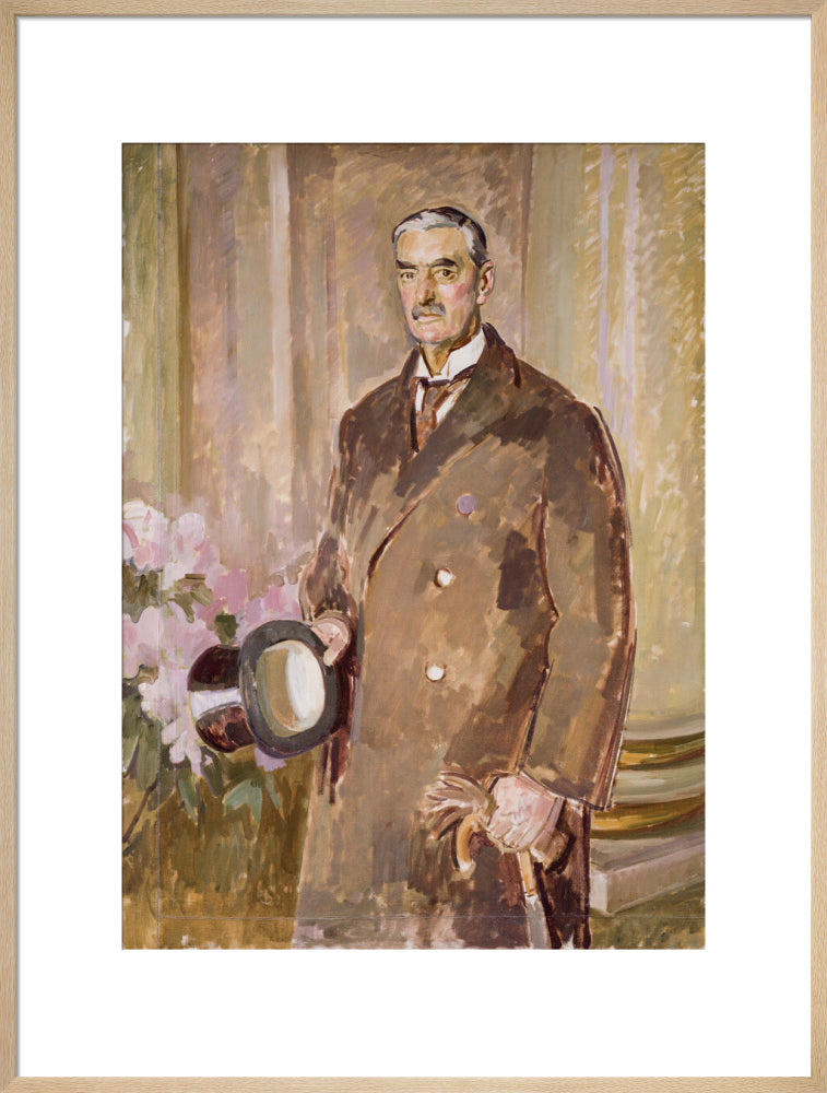 Neville chamberlain portrait print (art print, extra large, natural frame)