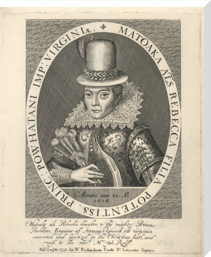 Pocahontas portrait print (stretched canvas, extra large, no frame)