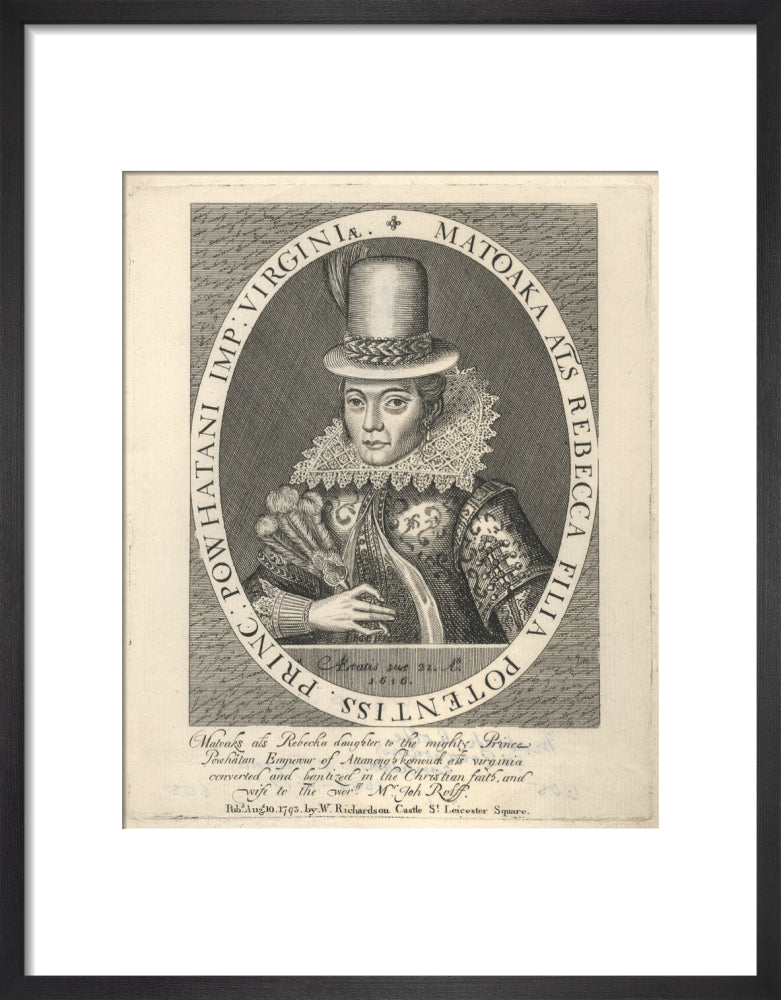 Pocahontas portrait print (art print, small, black frame)