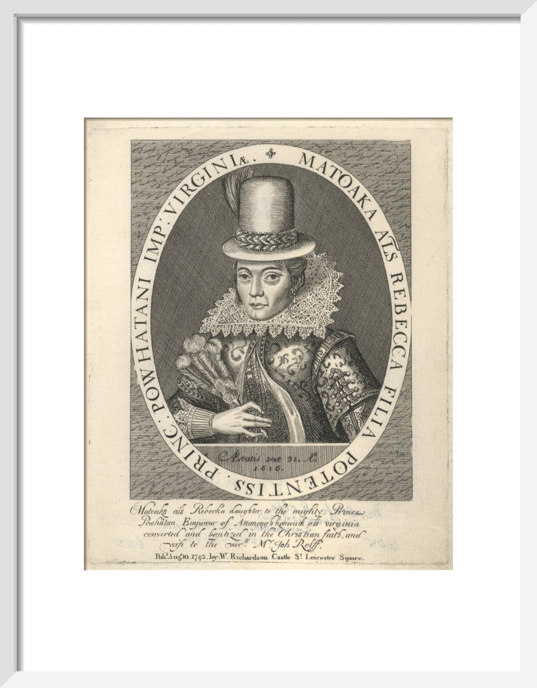 Pocahontas portrait print (art print, small, white frame)