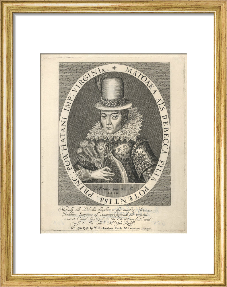 Pocahontas portrait print (art print, small, gold frame)