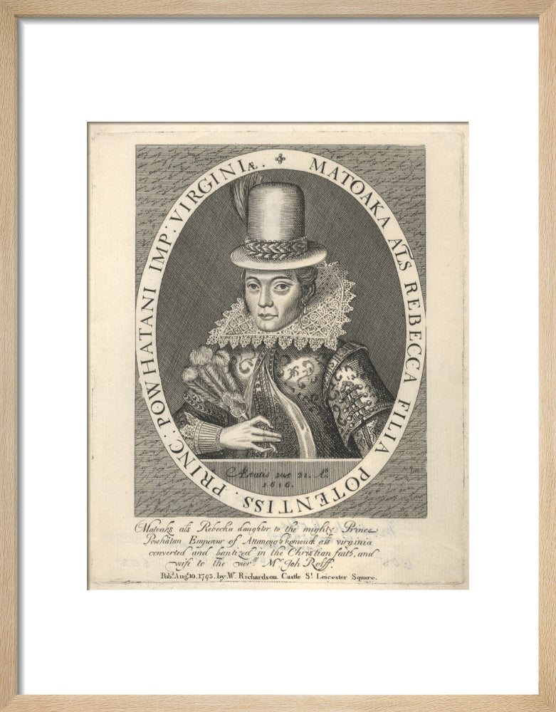 Pocahontas portrait print (art print, small, natural frame)