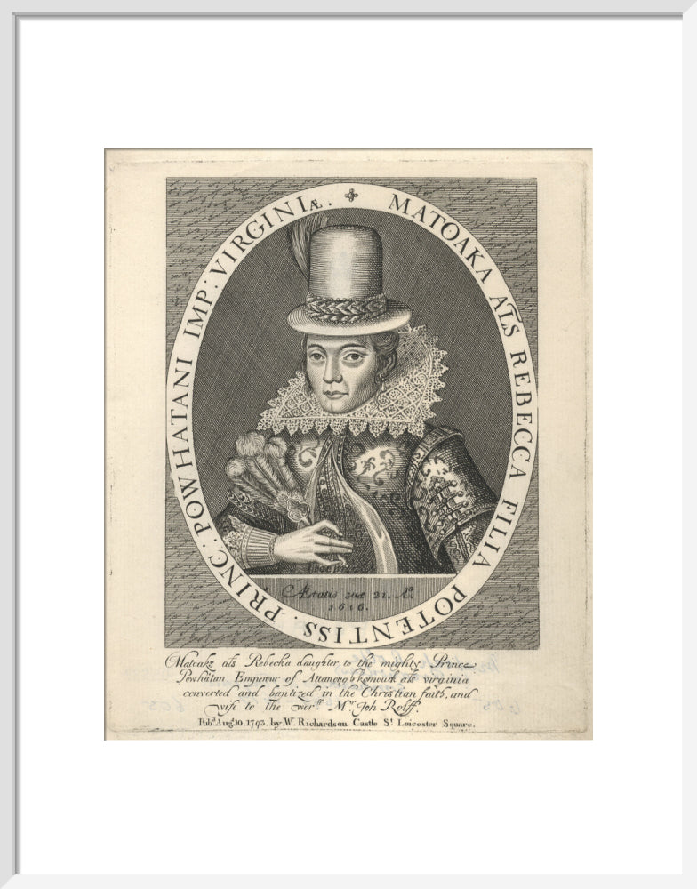 Pocahontas portrait print (art print, medium, white frame)