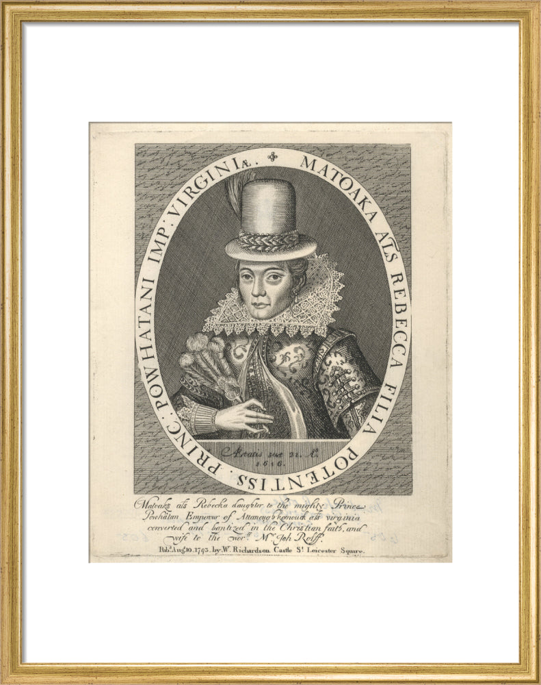 Pocahontas portrait print (art print, medium, gold frame)