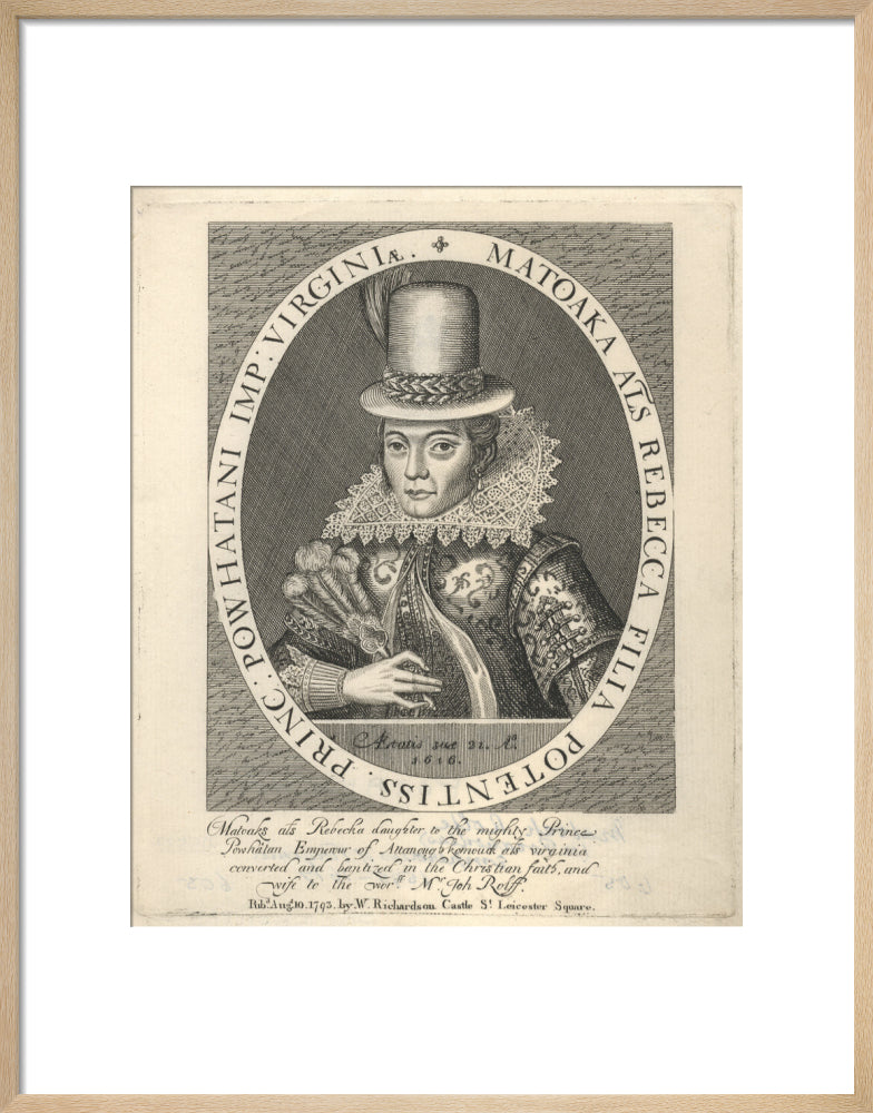 Pocahontas portrait print (art print, medium, natural frame)