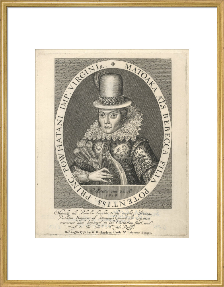 Pocahontas portrait print (art print, large, gold frame)