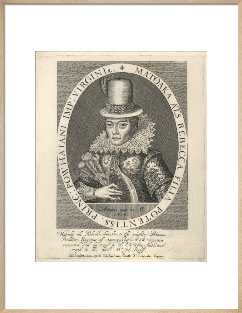 Pocahontas portrait print (art print, large, natural frame)