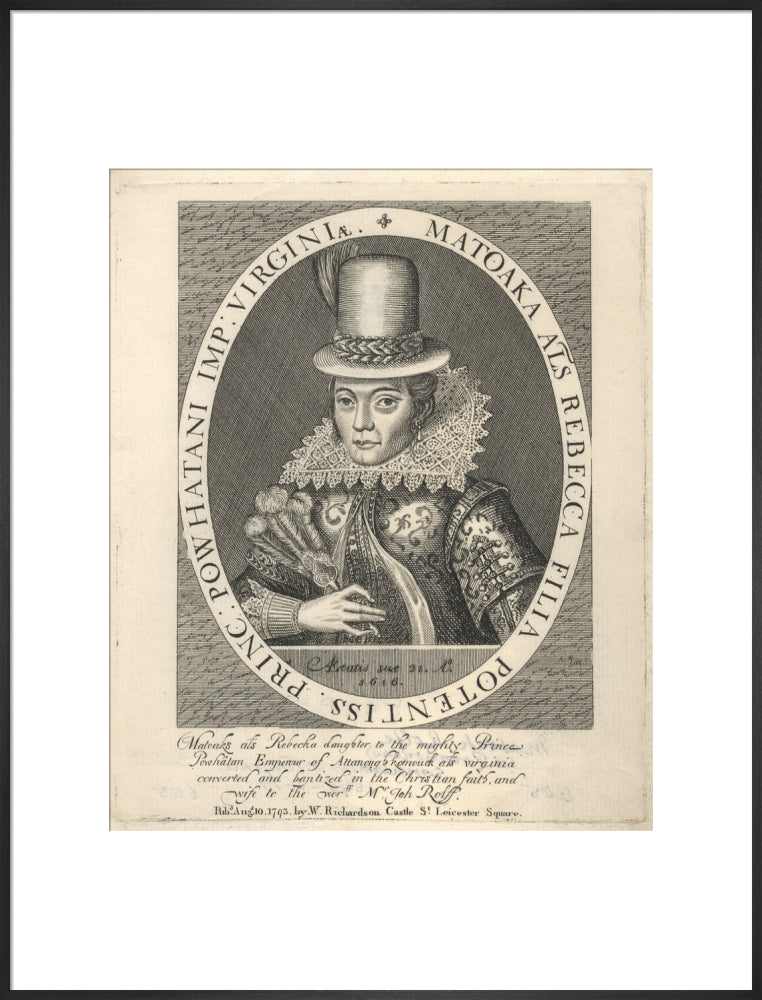 Pocahontas portrait print (art print, extra large, black frame)
