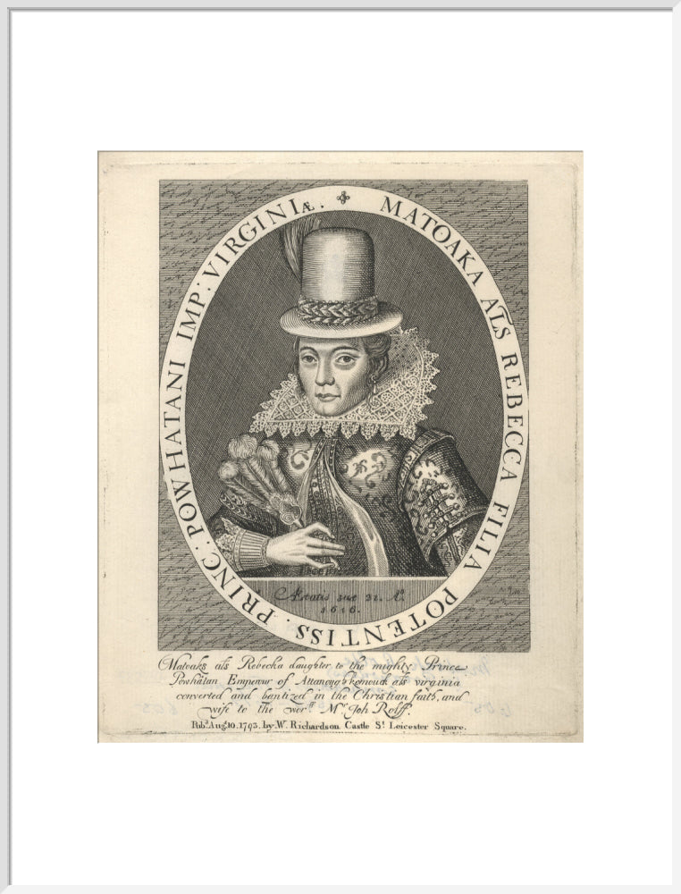 Pocahontas portrait print (art print, extra large, white frame)