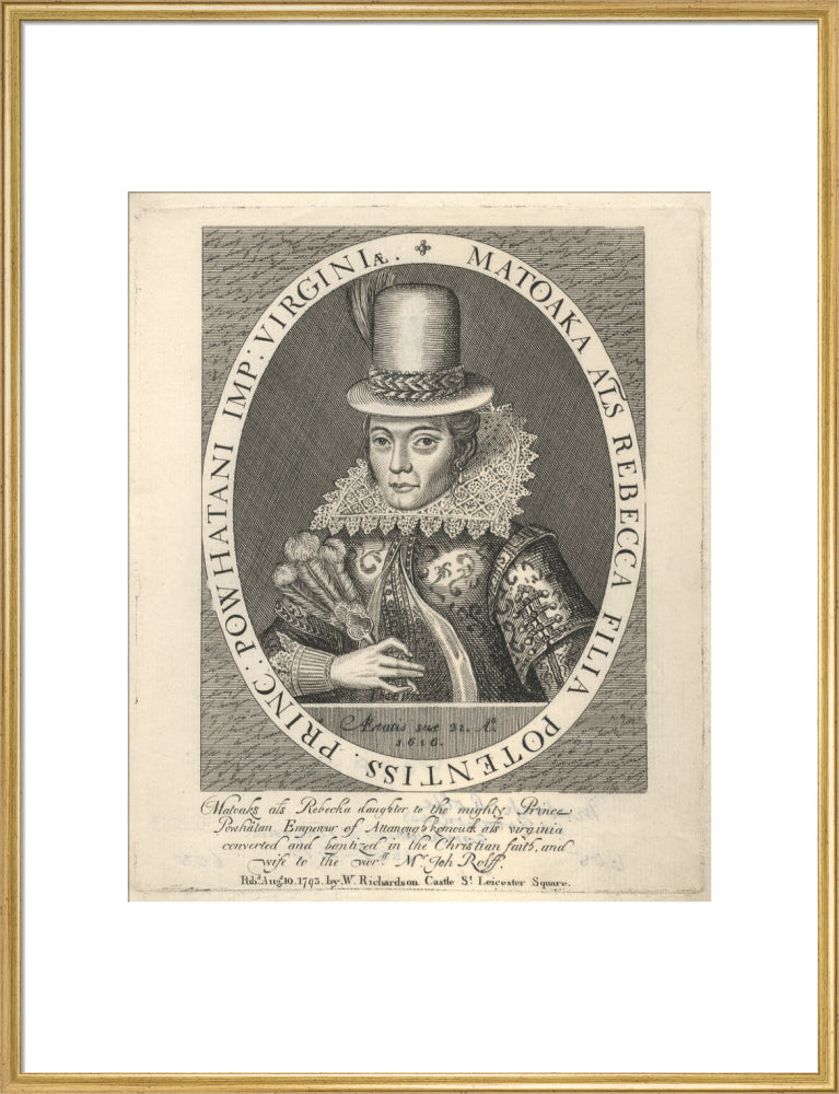 Pocahontas portrait print (art print, extra large, gold frame)