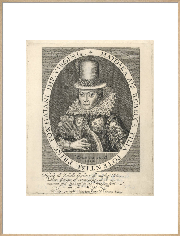 Pocahontas portrait print (art print, extra large, natural frame)