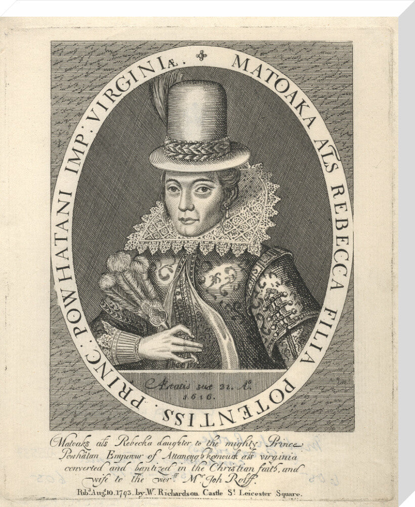 Pocahontas portrait print (stretched canvas, large, no frame)