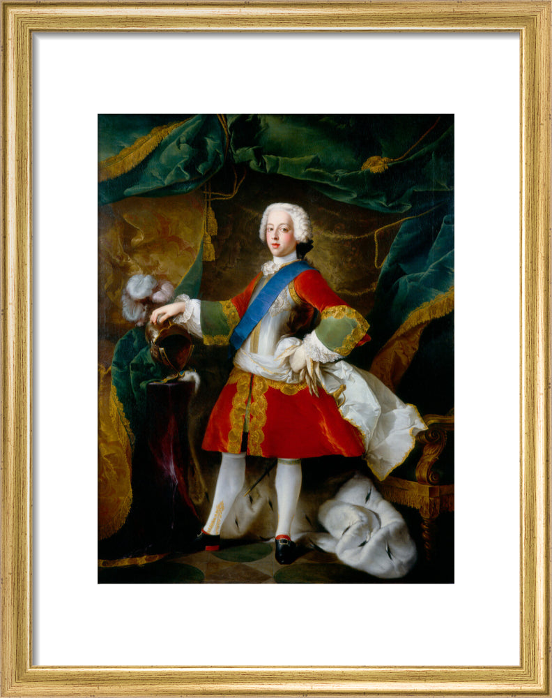 Prince charles edward stuart portrait print (art print, small, gold frame)