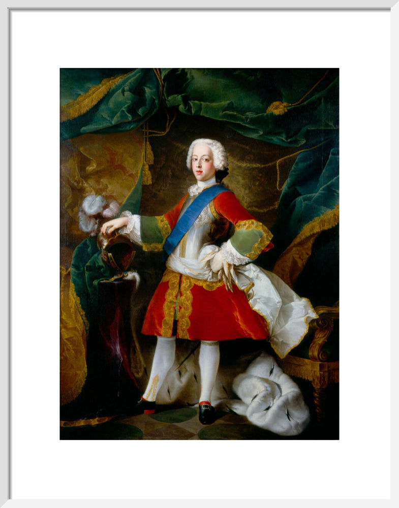 Prince charles edward stuart portrait print (art print, medium, white frame)