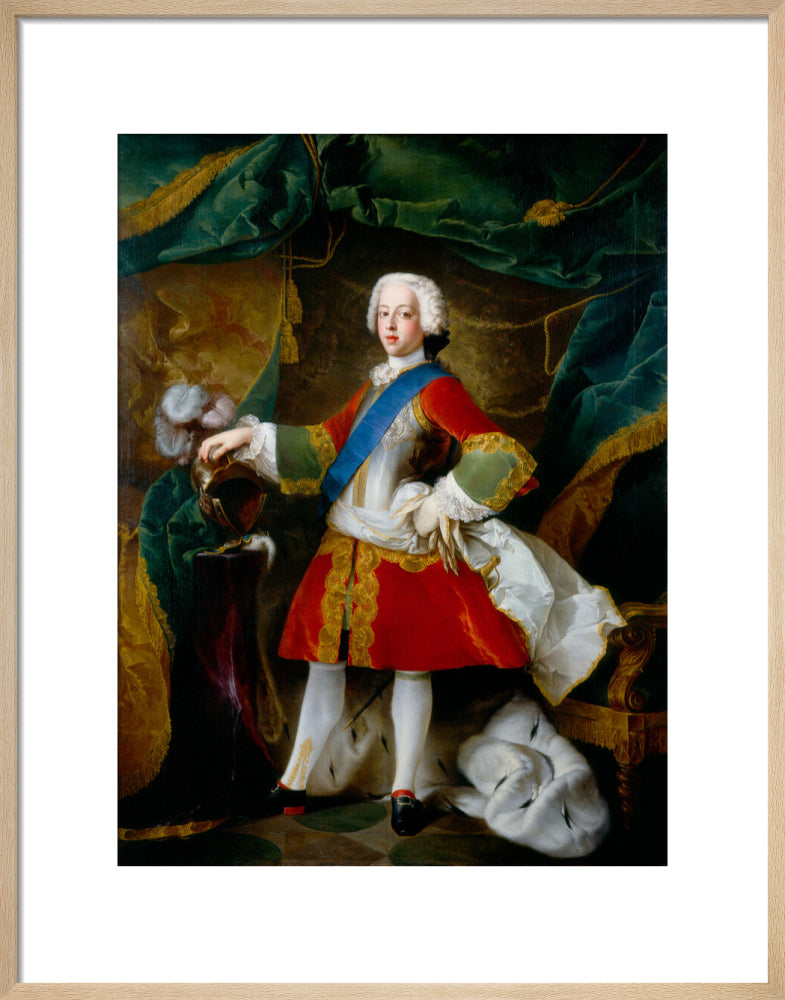 Prince charles edward stuart portrait print (art print, medium, natural frame)
