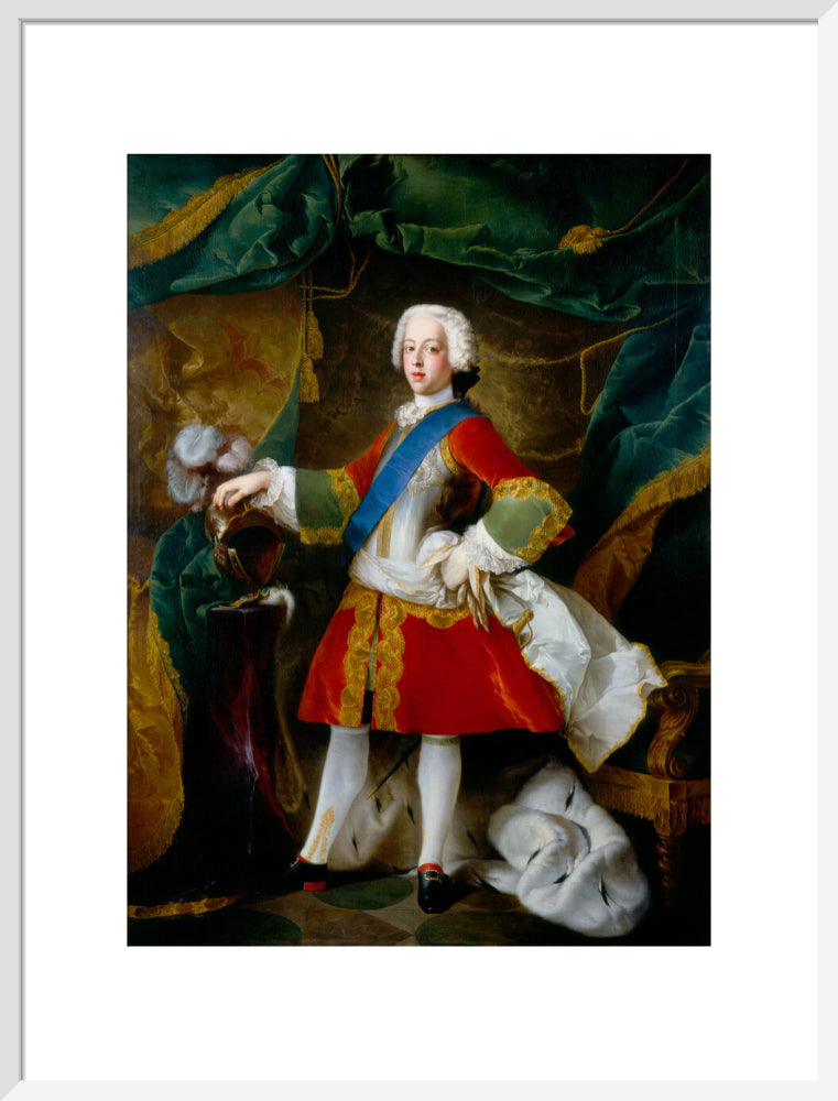 Prince charles edward stuart portrait print (art print, large, white frame)