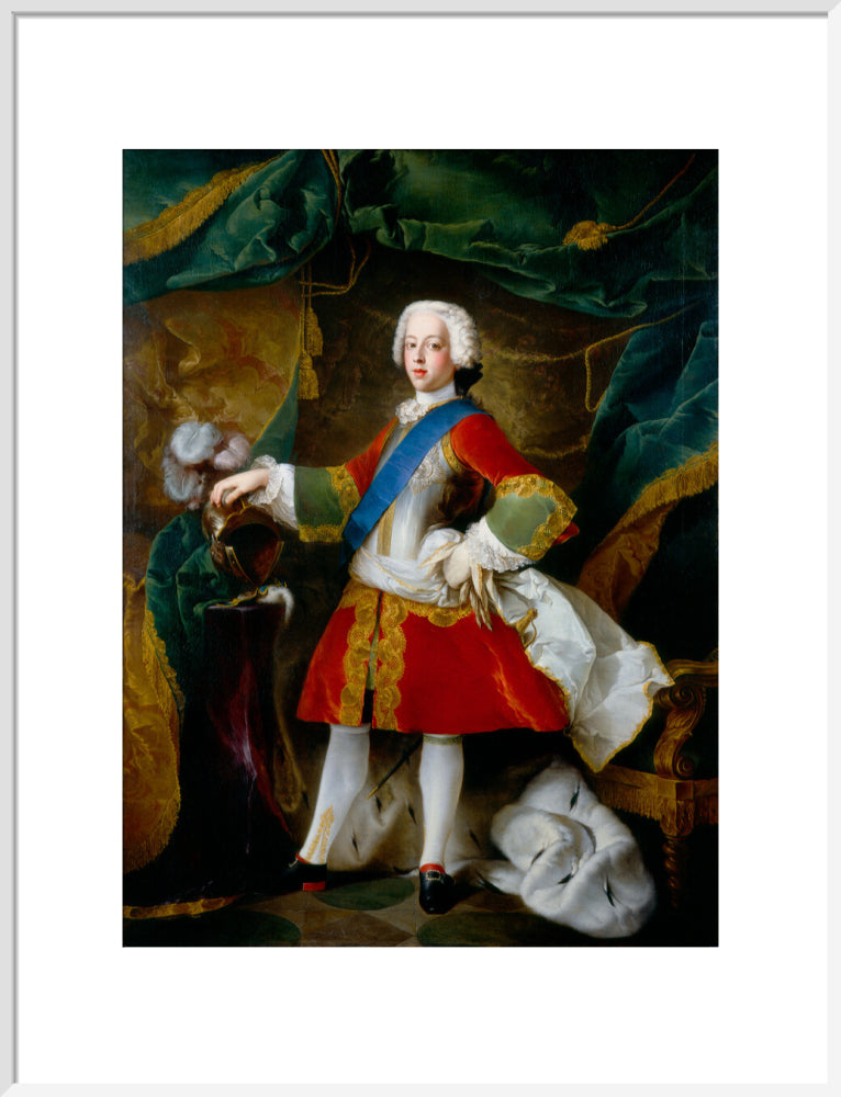 Prince charles edward stuart portrait print (art print, large, white frame)