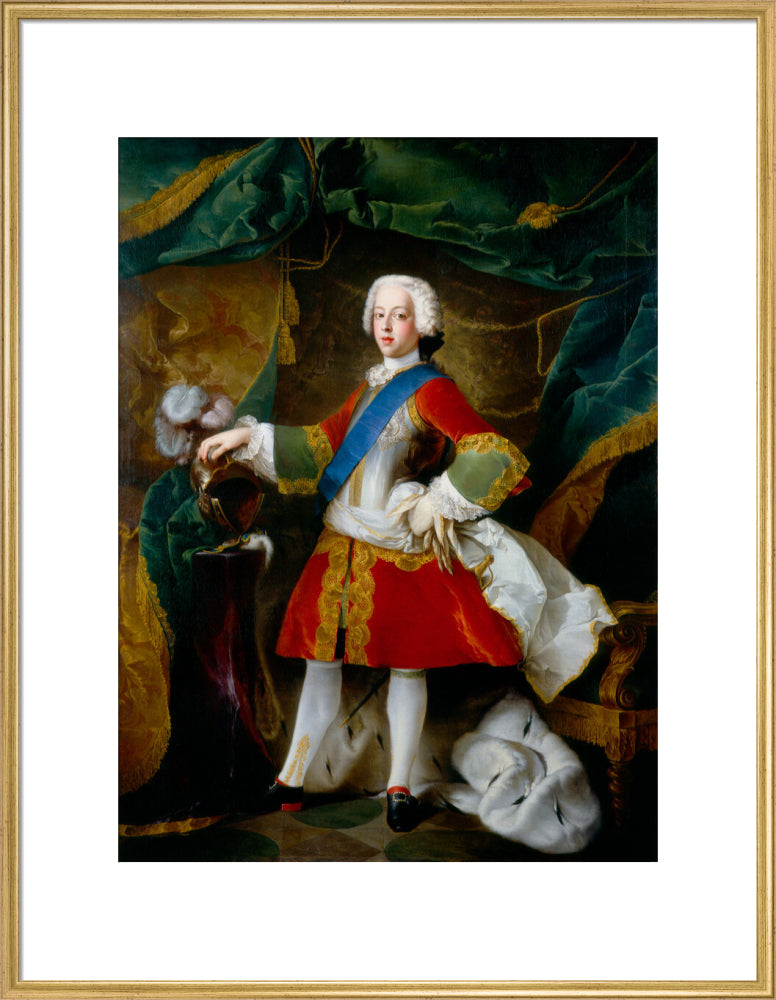 Prince charles edward stuart portrait print (art print, extra large, gold frame)