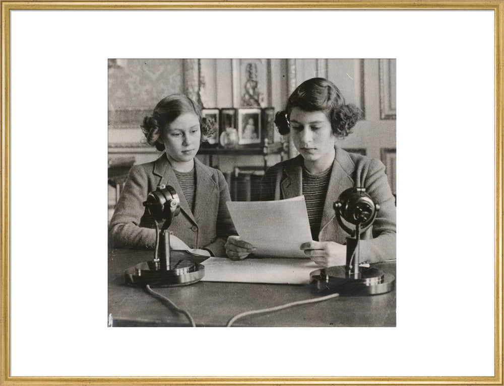 Princess margaret; queen elizabeth ii portrait print (art print, extra large, gold frame)