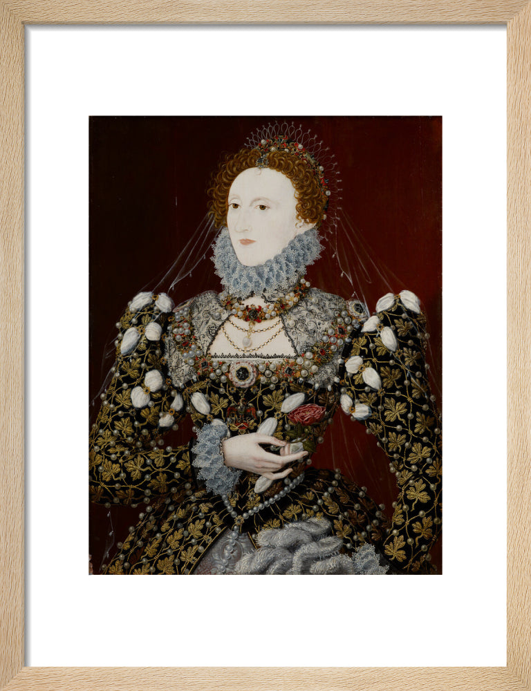 Queen elizabeth i portrait print (art print, small, natural frame)