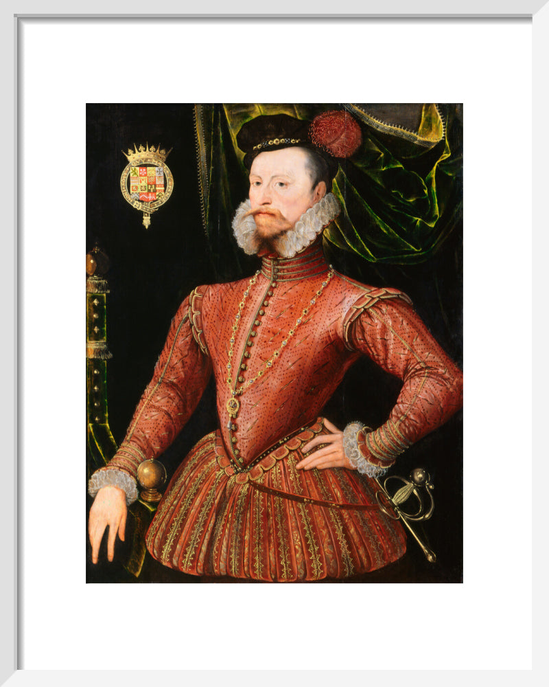 Robert dudley, earl of leicester portrait print (art print, small, white frame)
