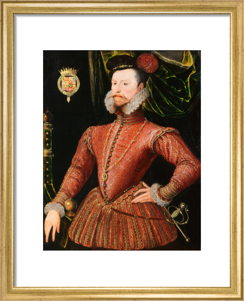 Robert dudley, earl of leicester portrait print (art print, small, gold frame)
