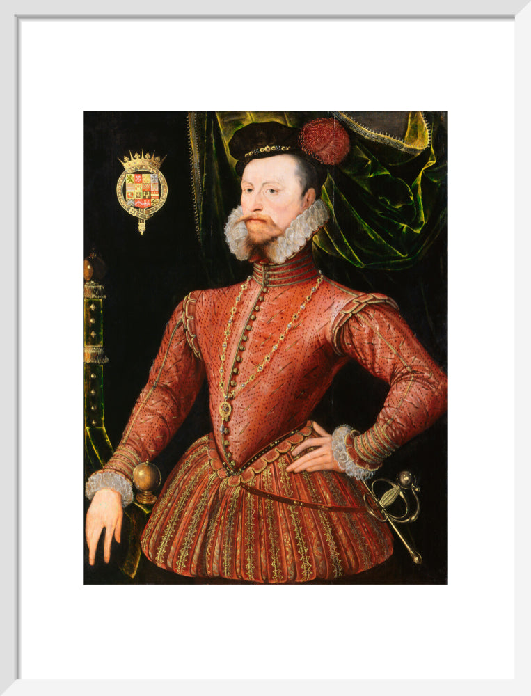 Robert dudley, earl of leicester portrait print (art print, medium, white frame)
