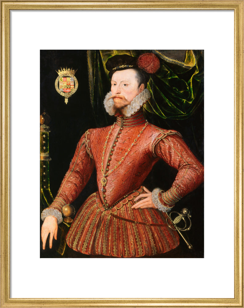 Robert dudley, earl of leicester portrait print (art print, medium, gold frame)
