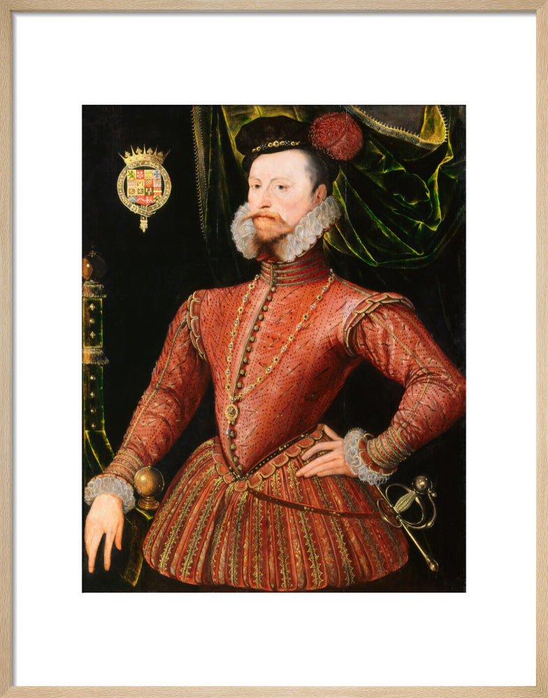 Robert dudley, earl of leicester portrait print (art print, medium, natural frame)