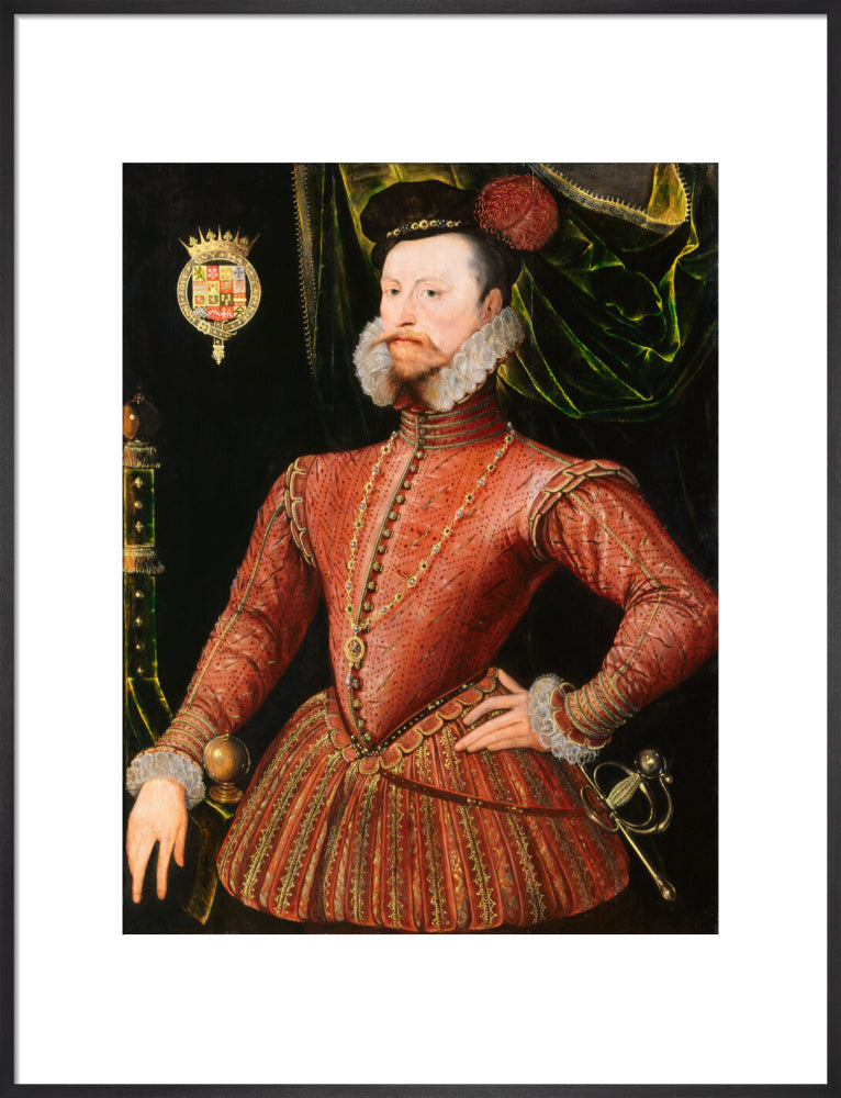 Robert dudley, earl of leicester portrait print (art print, large, black frame)