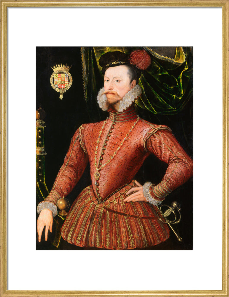 Robert dudley, earl of leicester portrait print (art print, large, gold frame)