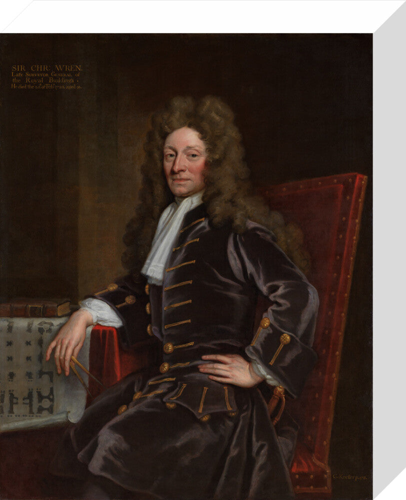 Sir christopher wren portrait print (stretched canvas, small, no frame)