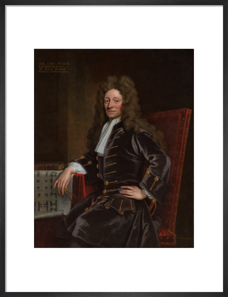 Sir christopher wren portrait print (art print, medium, black frame)