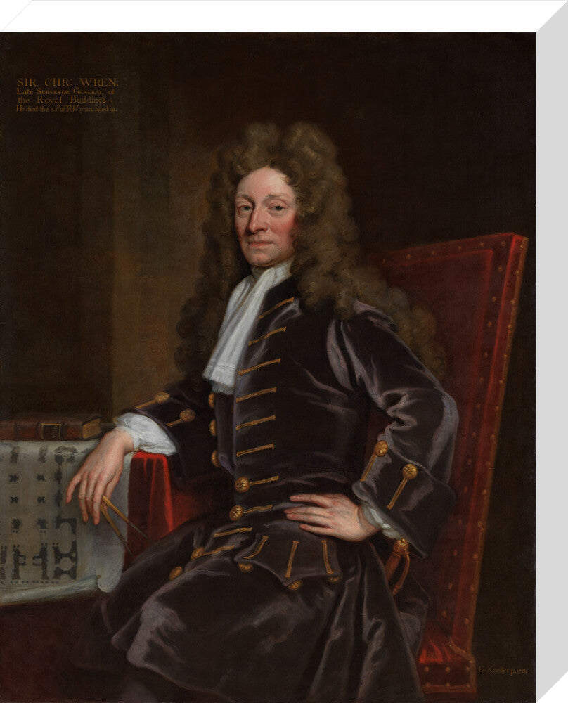Sir christopher wren portrait print (stretched canvas, medium, no frame)