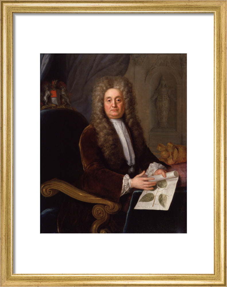 Sir hans sloane, bt portrait print (art print, small, gold frame)