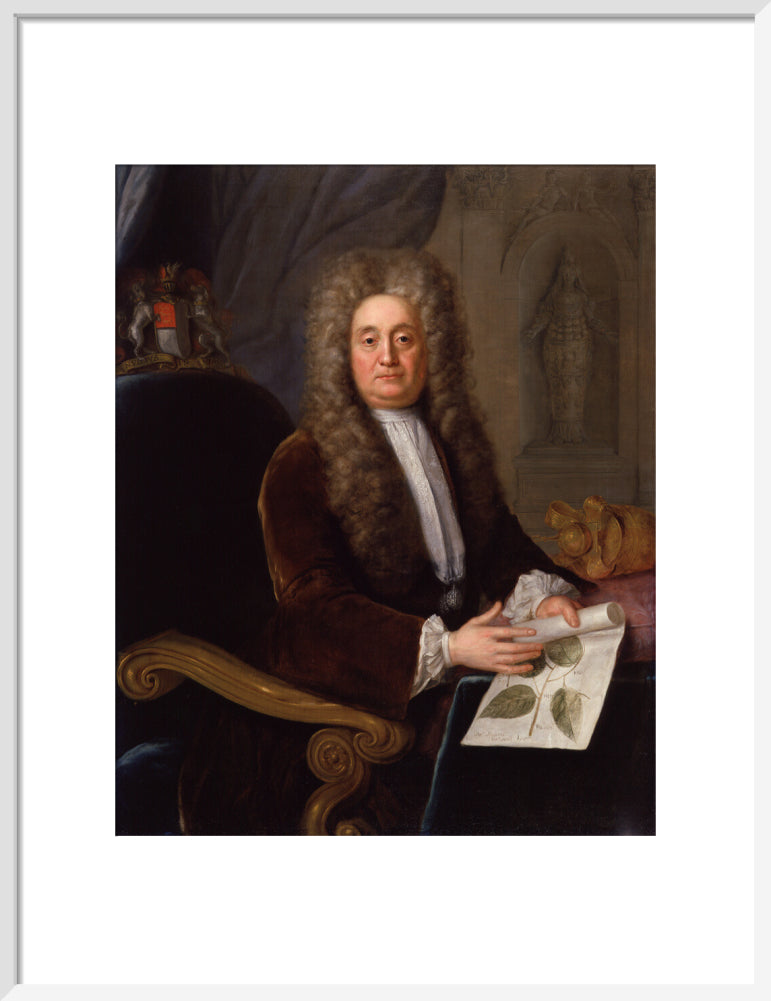 Sir hans sloane, bt portrait print (art print, medium, white frame)
