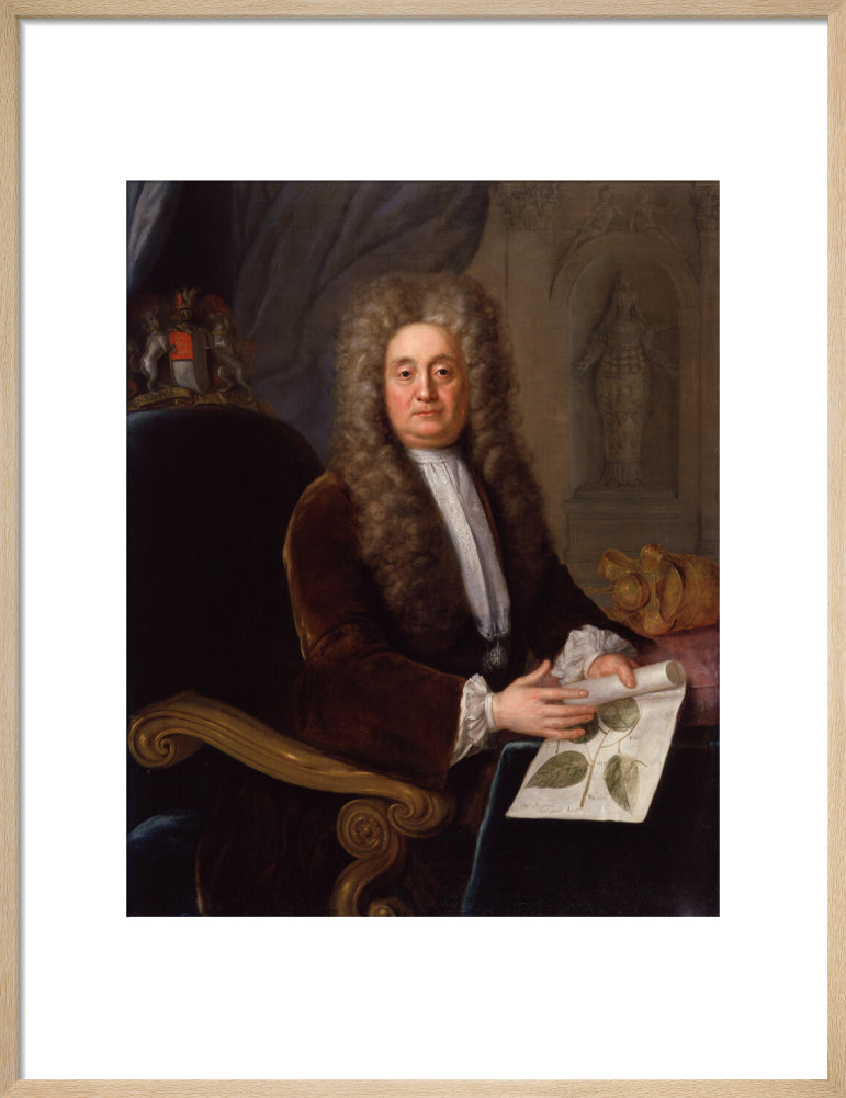 Sir hans sloane, bt portrait print (art print, medium, natural frame)