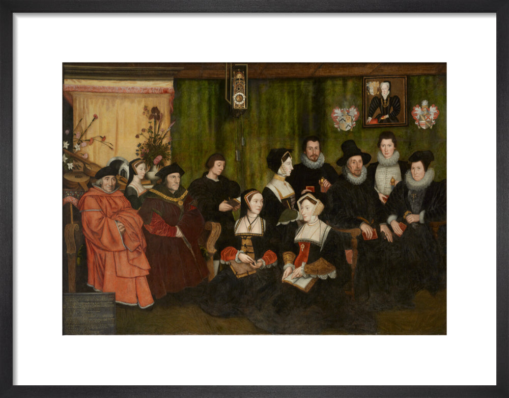 Sir thomas more, his father, his household and his descendants portrait print (art print, small, black frame)