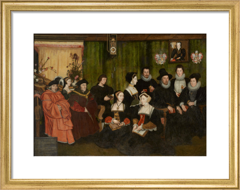 Sir thomas more, his father, his household and his descendants portrait print (art print, small, gold frame)