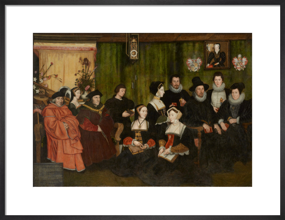 Sir thomas more, his father, his household and his descendants portrait print (art print, medium, black frame)